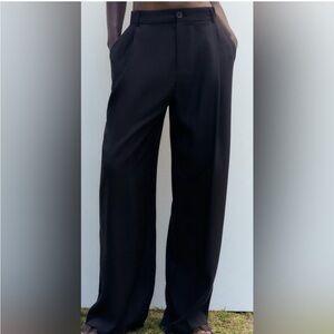 Zara stripe Full Length Trousers Wide Leg Pants